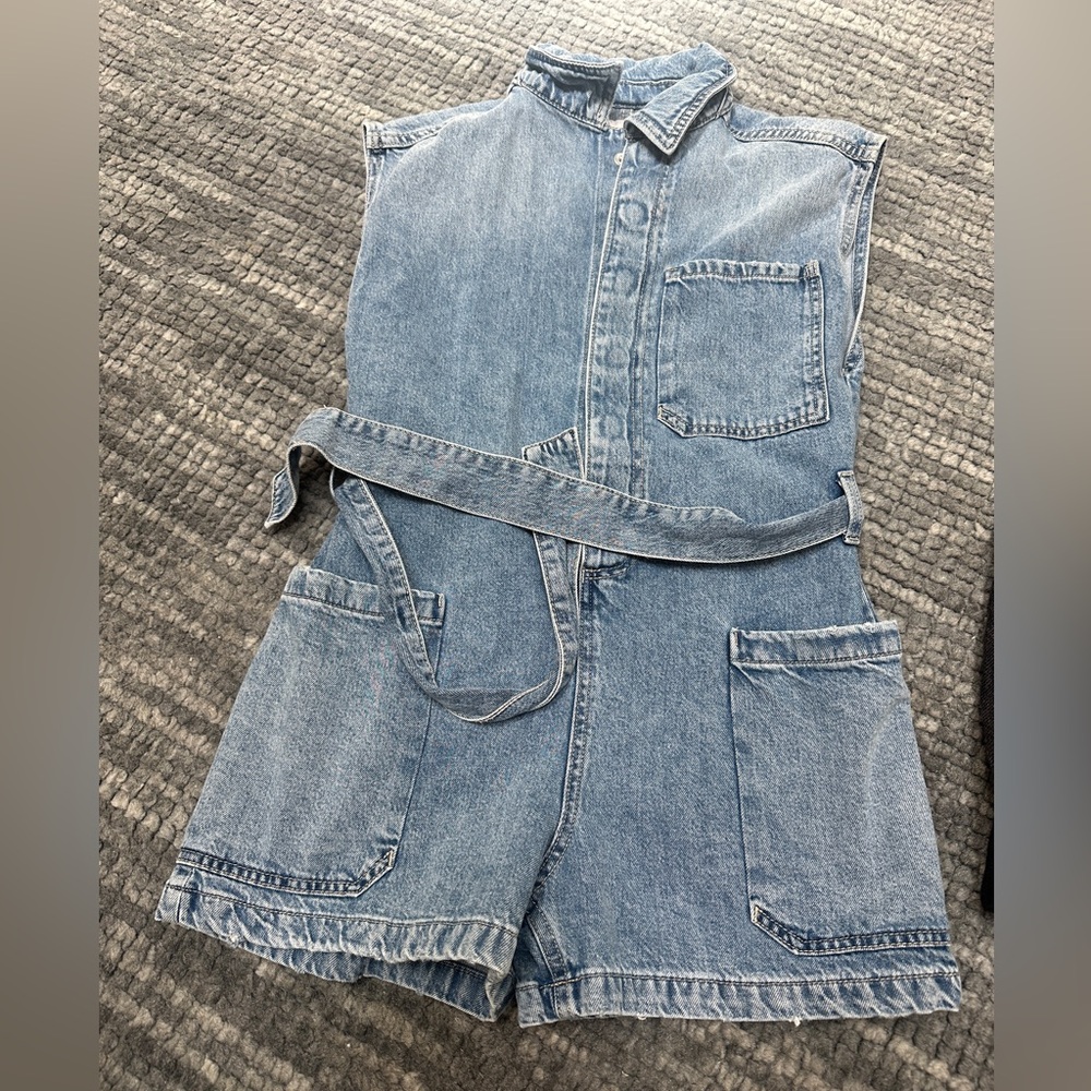 Zara Light Blue Denim Jumpsuit